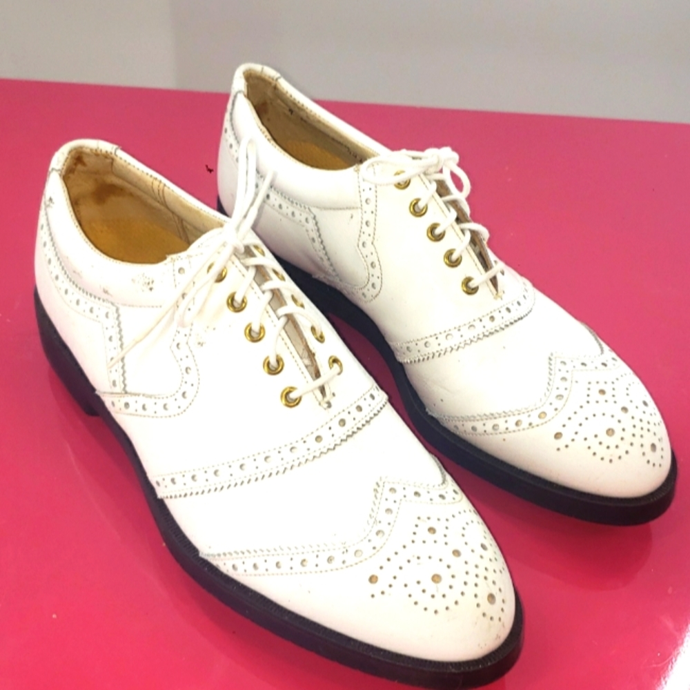 Bostonian fine golf shoes bear tracks womens white vintage size 7 M